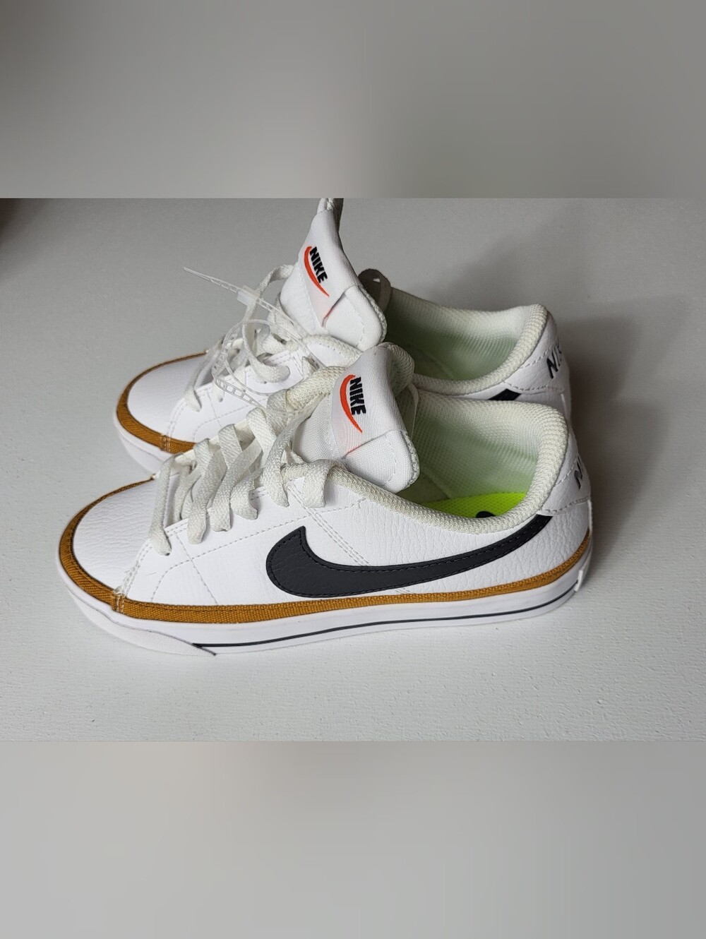 Nike Youth Size 5Y Court Legacy White/Desert Ochre/Black Casual Shoes DA5380-102